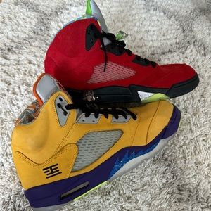 Jordan Retro 5 “what the” size 12 red yellow